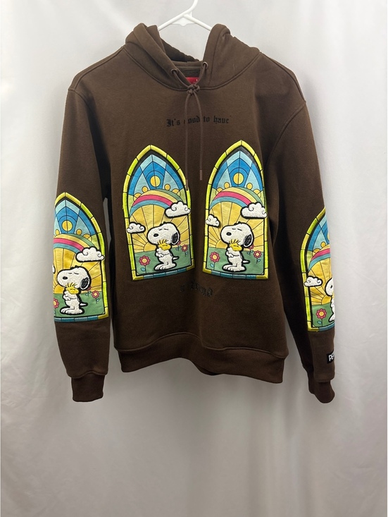 Peanuts Other - Peanuts Snoopy Brown Hoodie Friend Stitch Colorful Stained Glass Window , Size S